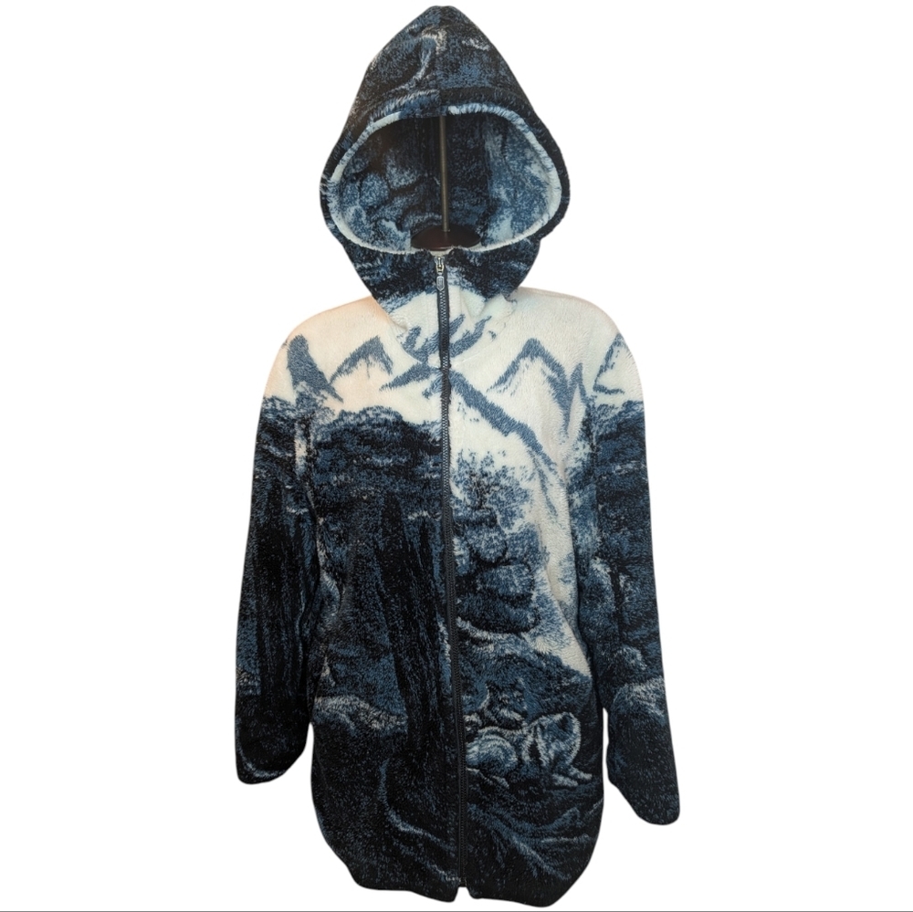 Vintage Country Comfort Wolf Mountain Sherpa Zip Hoodie XL - Picture 3 of 12